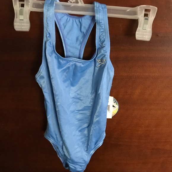 Speedo NWT Girls One Piece Swimsuit US 7 Blue - Picture 4 of 7